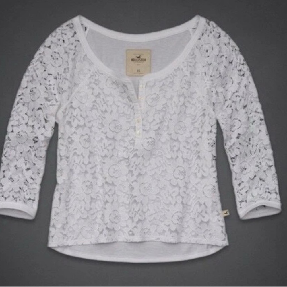 Hollister Cream Lace Blouse size M - Picture 9 of 10